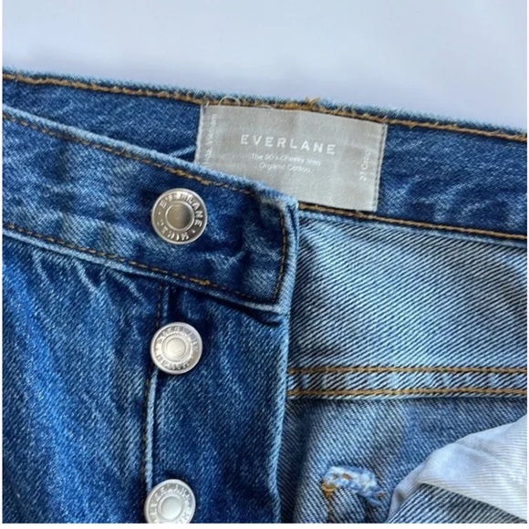 Everlane button fly 90’s cheeky blue jean crop denim organic cotton - Picture 5 of 13
